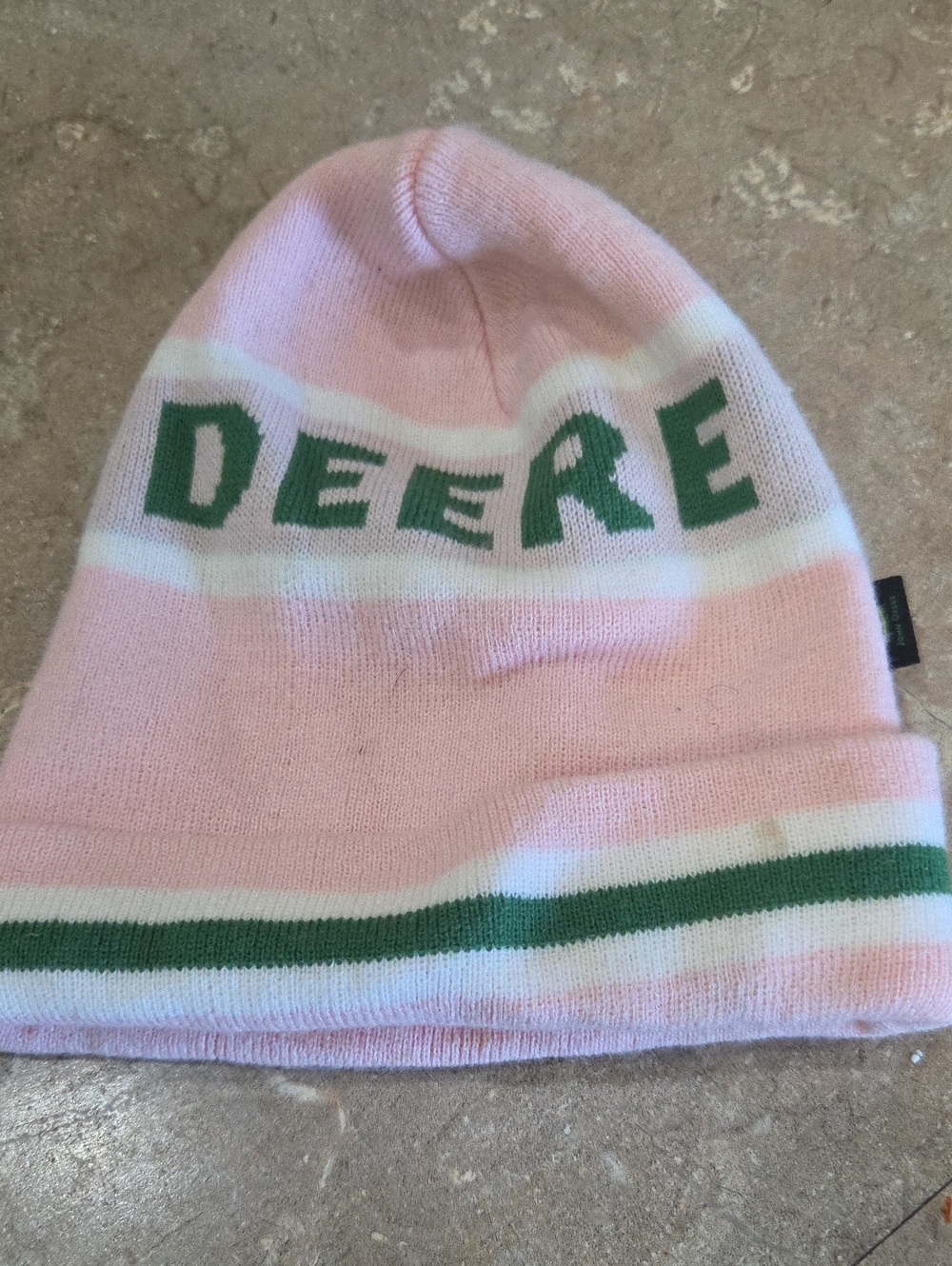 John Deere Kids Pink Knit Beanie Hat